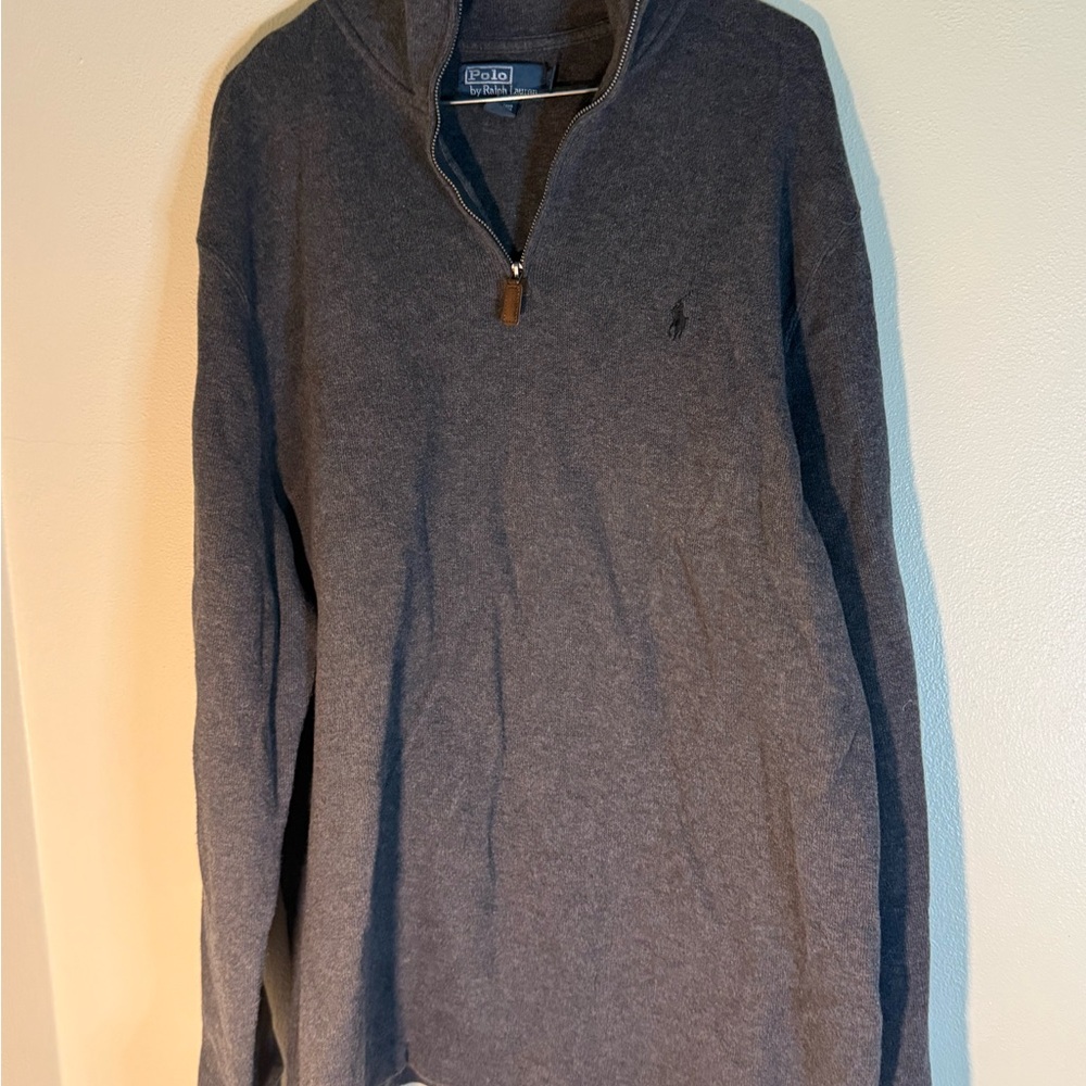 Polo Ralph Lauren Men's Charcoal quarter Zip-Up Sweater size XL